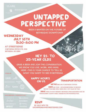 Flier for Happy Hour hosted by Streetsense JBG and Clark