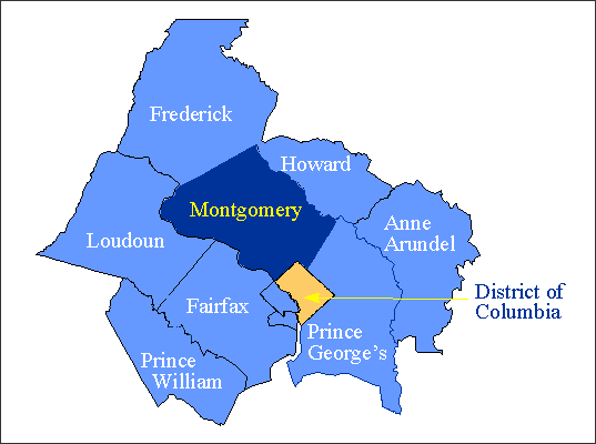 Montgomery County location in the map