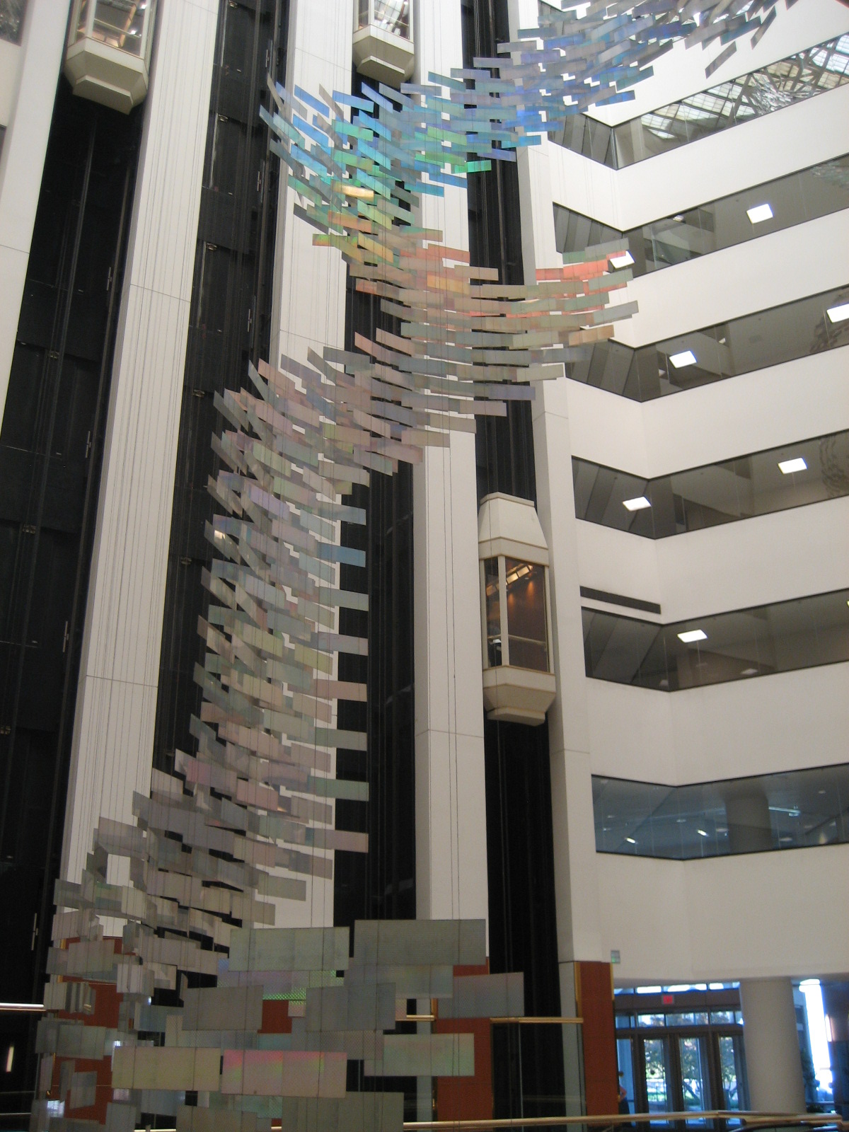 "Fishes" by Bill Wainwright, 1985; 7450 Wisconsin Ave; Materials: Aluminum; 12 stories, 20ft tall.
