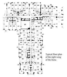 A typical floor plan of the eastern wing of the Irene
