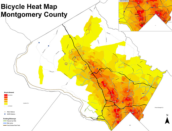 Bicycle Heat Map Montgomery County