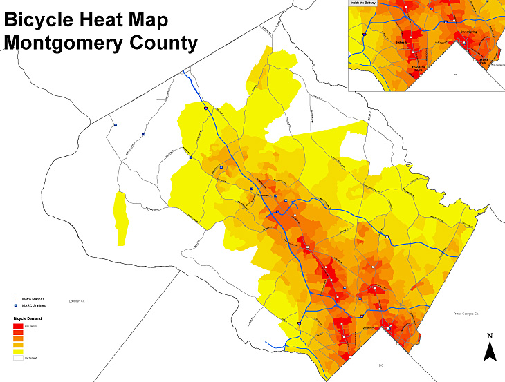 Bicycle Heat Map Montgomery County